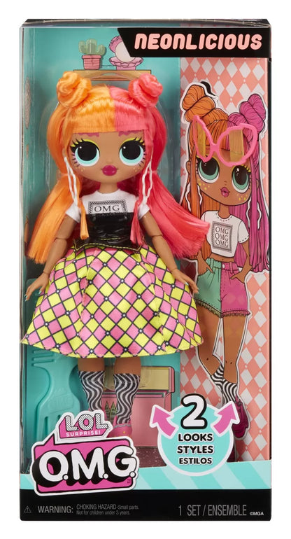 L.O.L. SURPRISE! OMG NEONLICIOUS PAPUSA FASHIONISTA CU ACCESORII, LOL SURPRISE