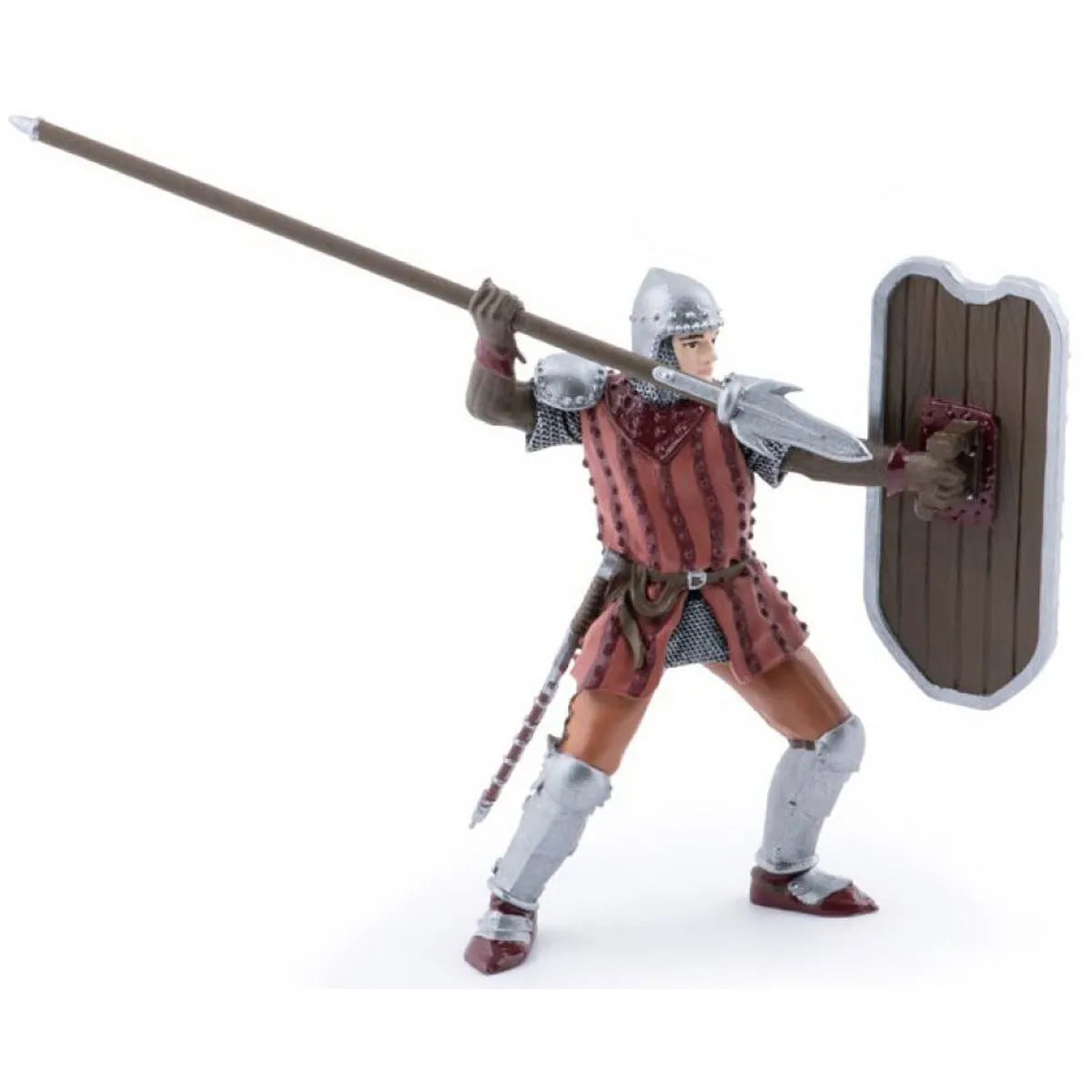 PAPO FIGURINA CAVALER CU SULITA SI SCUT ROSU, PERSONAJE MEDIEVALE FANTASTICE