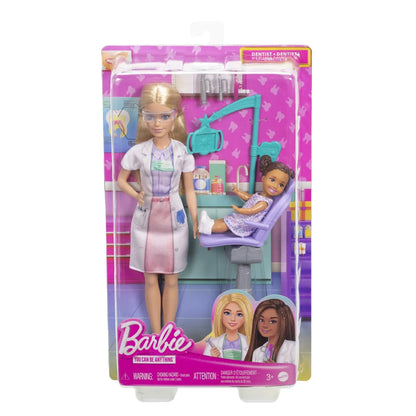 BARBIE SET DE JOACA PAPUSA BARBIE BLONDA FACE CARIERA STOMATOLOG, BARBIE - I CAN BE