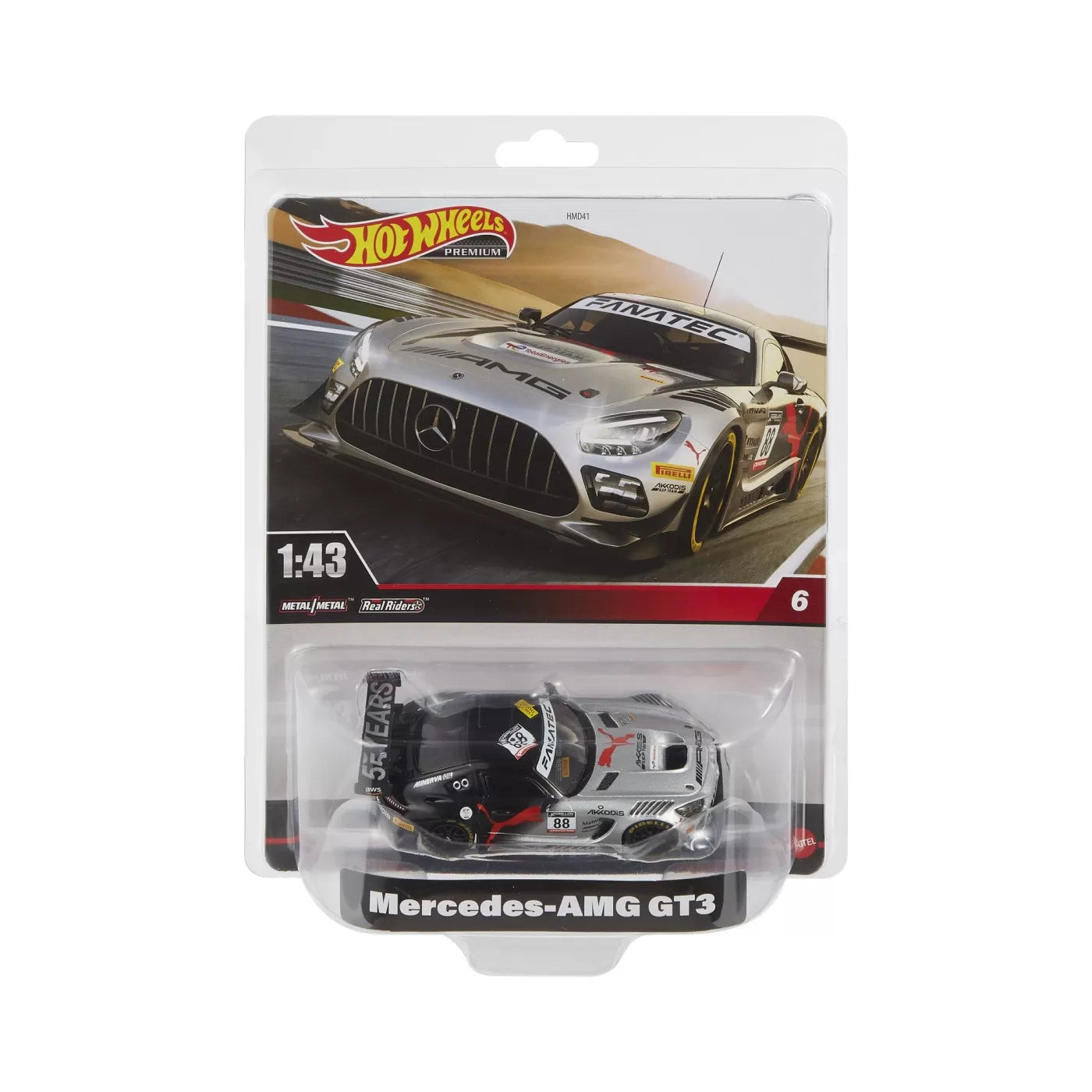 HOT WHEELS PREMIUM REAL RIDERS MASINUTA METALICA MERCEDES AMG GT3 SCARA 1:43, HOT WHEELS - VEHICULE