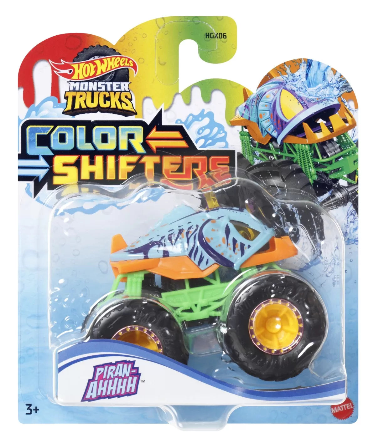 HOT WHEELS MONSTER TRUCK CAMION PIRAN-AHHHH CU CULORI SCHIMBATOARE SCARA 1:64, HOT WHEELS - MONSTER TRUCK