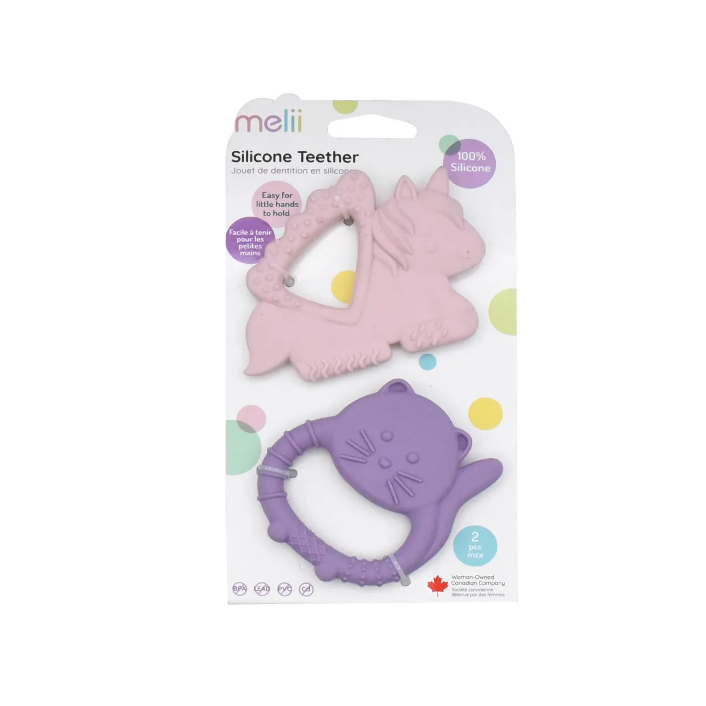 SET 2 JUCARII DENTITIE SILICON MELII MODEL UNICORN PISICA, MELII