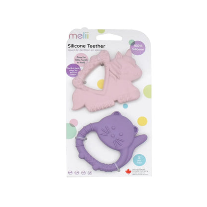 SET 2 JUCARII DENTITIE SILICON MELII MODEL UNICORN PISICA, MELII