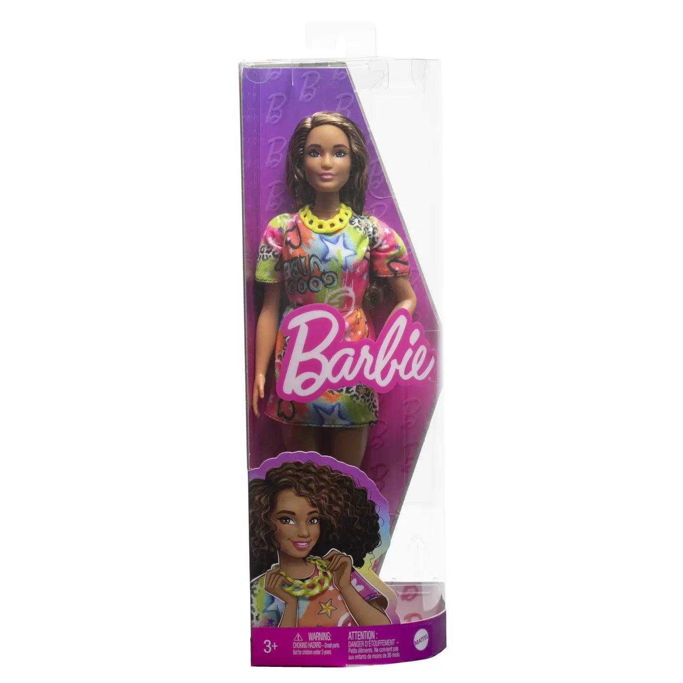PAPUSA BARBIE FASHIONISTA SATENA CU ROCHIE CU IMPRIMEU GOOD VIBES, BARBIE - FASHIONISTAS