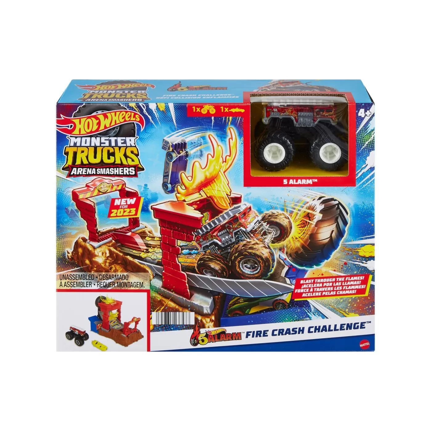 HOT WHEELS MONSTER TRUCKS ENTRY CHALLENGE ARENA SMASHERS PROVOCAREA FIRE CRASH, HOT WHEELS - MONSTER TRUCK