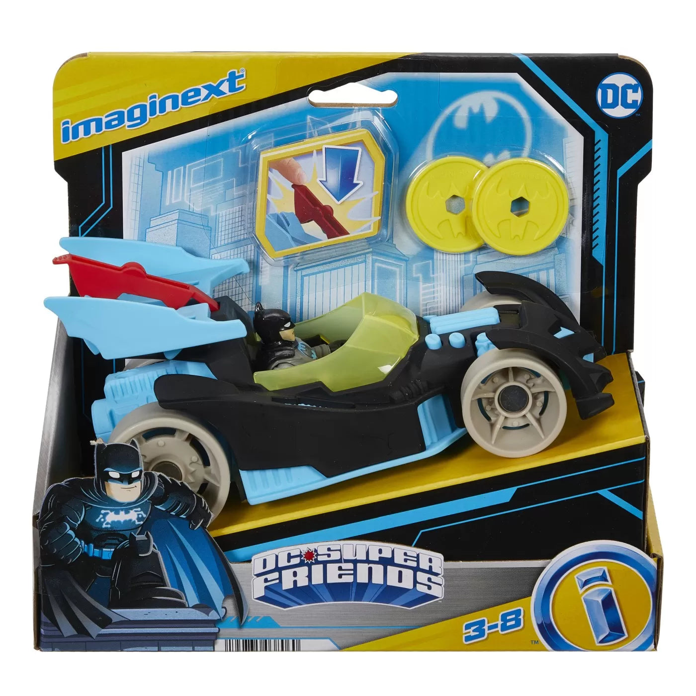 FISHER PRICE IMAGINEXT DC SUPER FRIENDS VEHICUL CU FIGURINA BATMAN CU COSTUM GRI, FISHER PRICE - DC SUPER FRIENDS