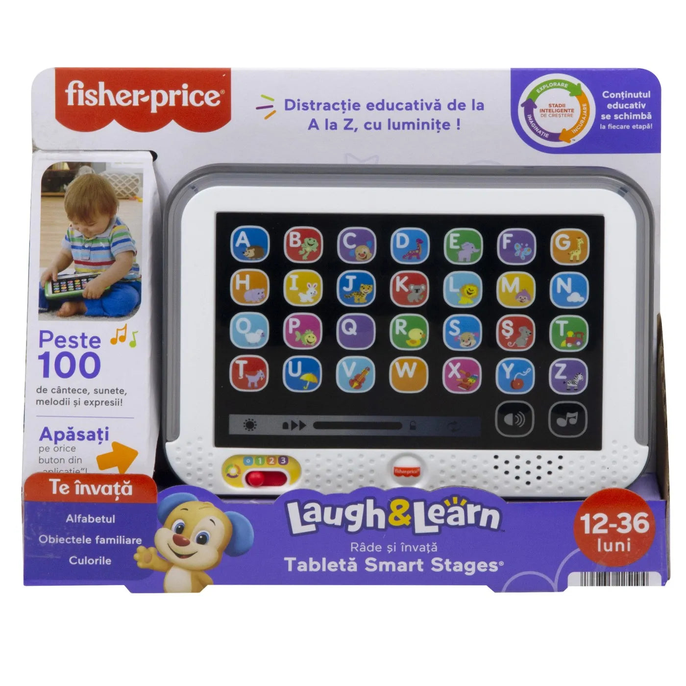FISHER PRICE LAUGH LEARN TABLETA SMART CU 3 NIVELURI DE DEZVOLTARE LIMBA ROMANA , FISHER PRICE - INFANT