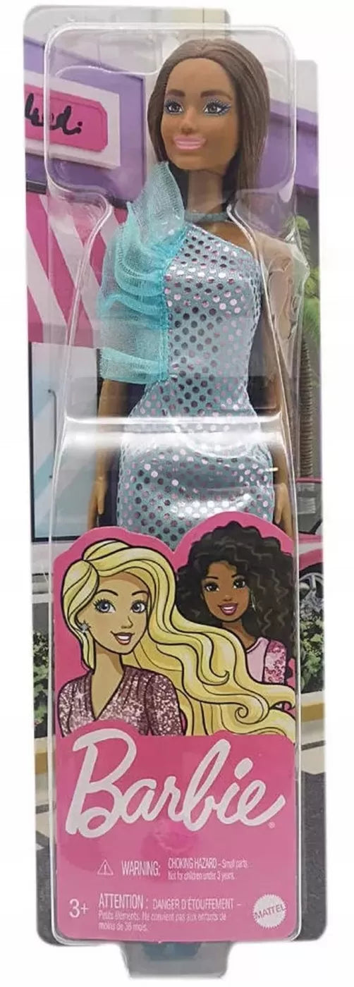 PAPUSA BARBIE TINUTE STRALUCITOARE SATENA CU ROCHITA BLUE, BARBIE - FASHIONISTAS