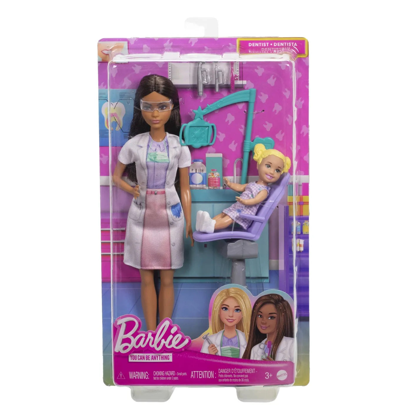 BARBIE SET DE JOACA PAPUSA BARBIE BRUNETA FACE CARIERA STOMATOLOG, BARBIE - I CAN BE