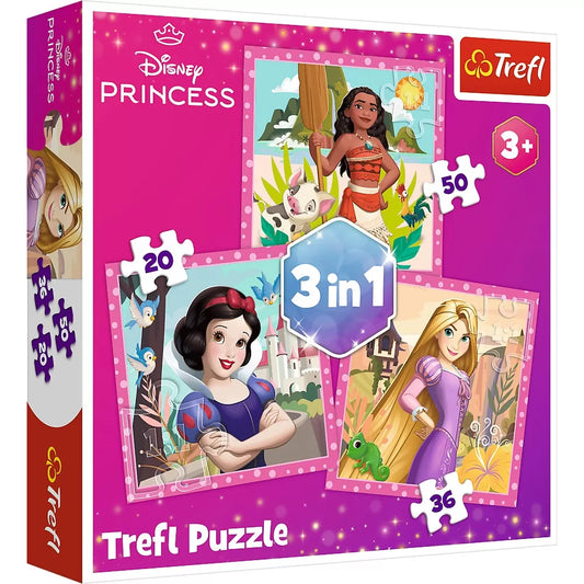 PUZZLE TREFL 3IN1 DISNEY PRINCESS FLORI MINUNATE, TREFL 3IN1