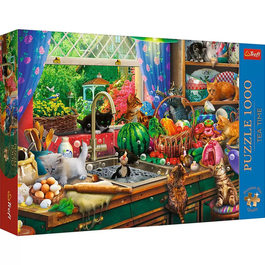 PUZZLE TREFL 1000 PREMIUM PLUS TEA TIME PISICI NAZDRAVANE, TREFL 1000P