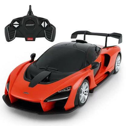 MASINA CU TELECOMANDA McLAREN SENNA PORTOCALIU CU SCARA 1 LA 18, RASTAR 1:18