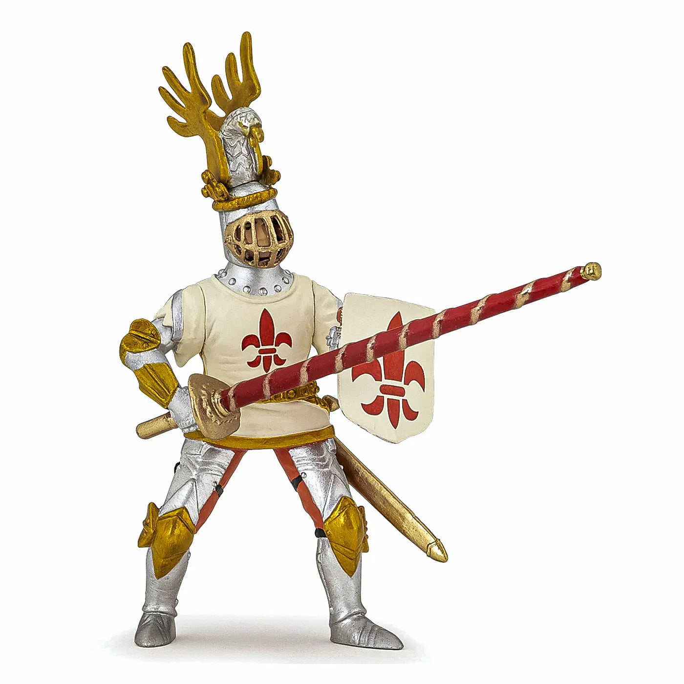 PAPO FIGURINA CAVALER CRIN ALB, PERSONAJE MEDIEVALE FANTASTICE