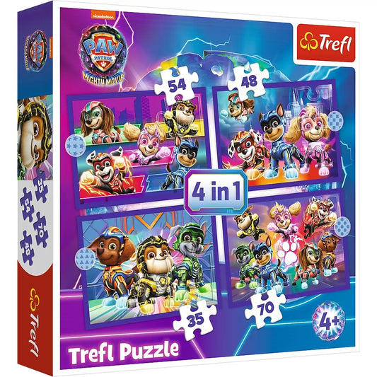 PUZZLE TREFL 4IN1 PATRULA CATELUSILOR MIGHTY MOVIE EROII, TREFL 4IN1