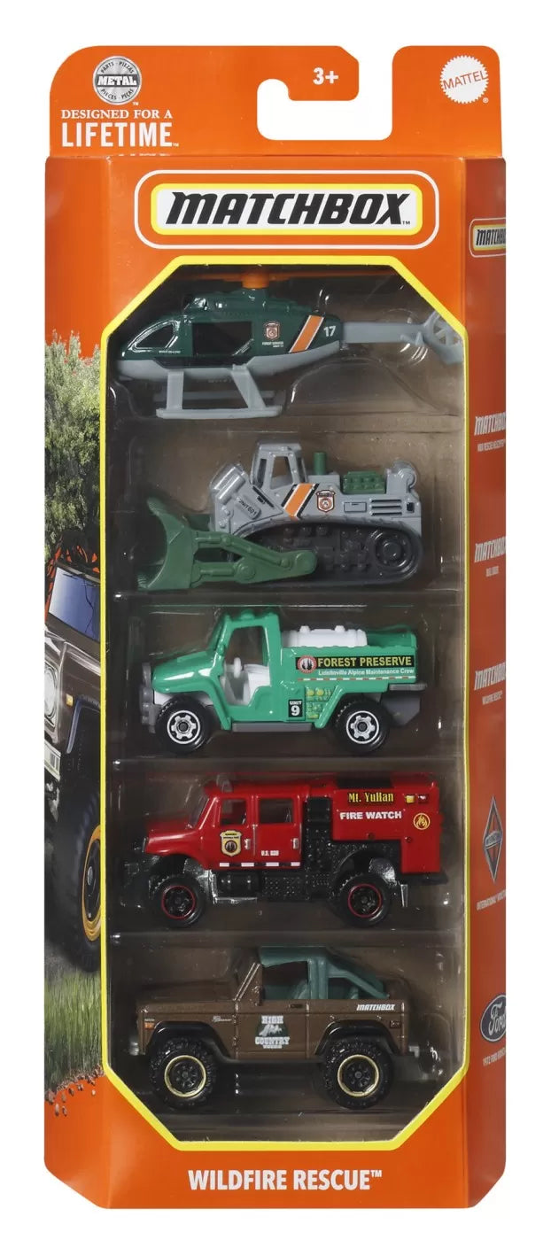 MATCHBOX SET 5 MASINUTE METALICE MBX WILDFIRE RESCUE SCARA 1:64, MATCHBOX