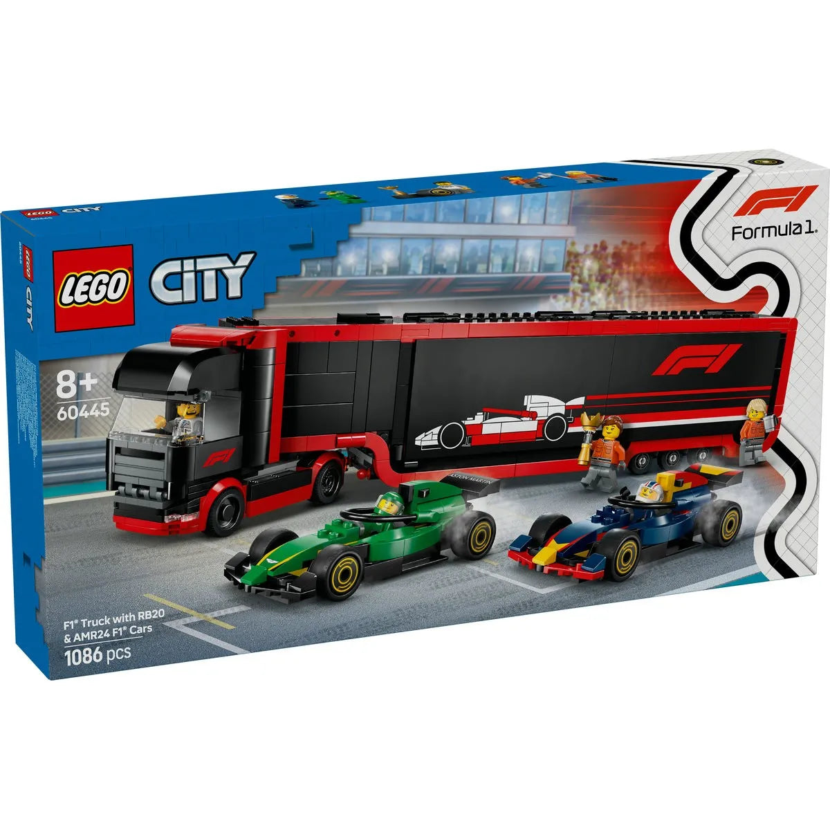 LEGO CITY CAMION F1 CU MASINILE F1 RB20 SI AMR24 60445, LEGO CITY