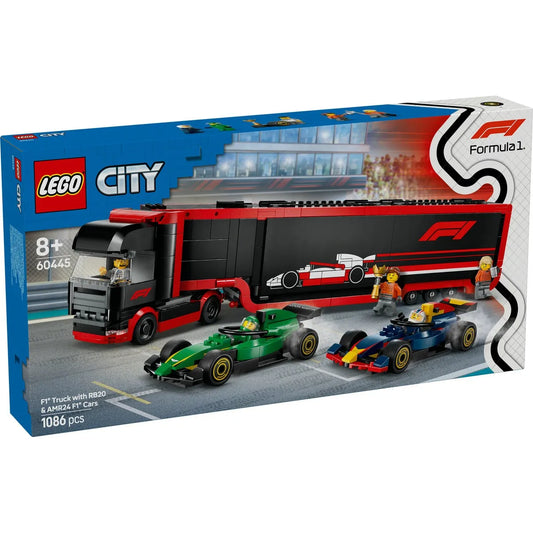 LEGO CITY CAMION F1 CU MASINILE F1 RB20 SI AMR24 60445, LEGO CITY