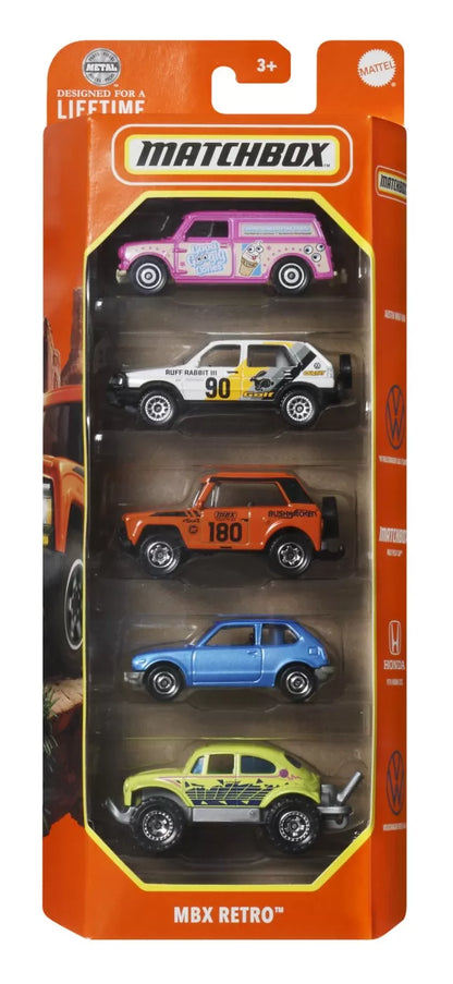 MATCHBOX SET 5 MASINUTE METALICE MBX RETRO SCARA 1:64, MATCHBOX