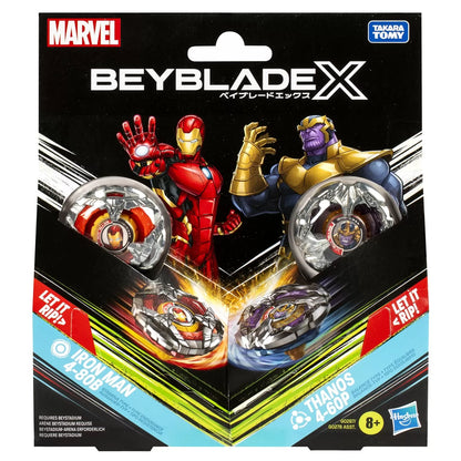 BEYBLADE X MARVEL SET DUO IRON MAN 4-80B SI THANOS 4-60P, BEY BLADE