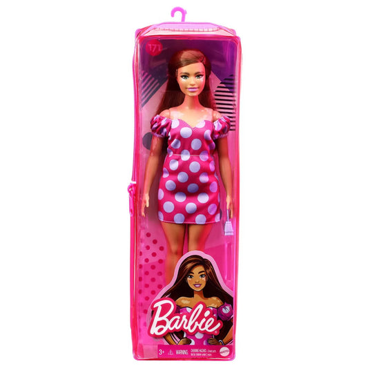 PAPUSA BARBIE FASHIONISTA SATENA CU ROCHIE ROZ CU BULINE, BARBIE - FASHIONISTAS