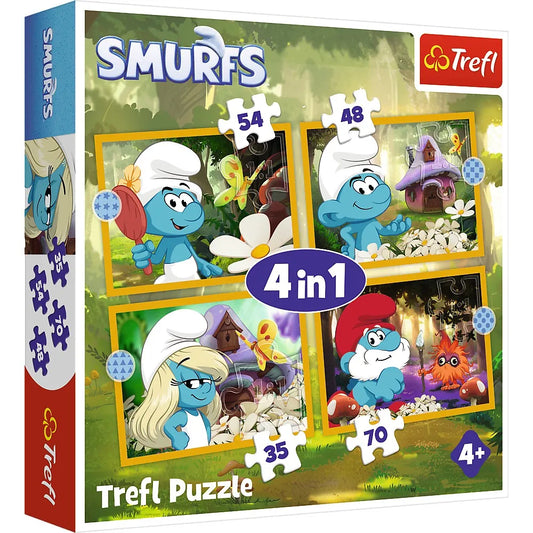 PUZZLE TREFL 4IN1 STRUMFII VIATA IN SATUL STRUMFILOR, TREFL 4IN1