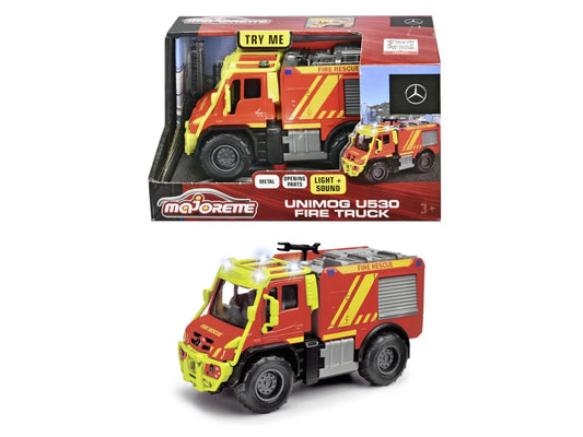MAJORETTE MASINA DE POMPIERI MERCEDES UNIMOG U530 CU SUNETE SI LUMINI, MAJORETTE