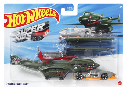 SET AVION SI MASINA HOT WHEELS SUPER RIGS TURBOLENCE TUG , HOT WHEELS - VEHICULE