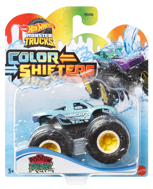 HOT WHEELS MONSTER TRUCK CAMION PODIUM CRASHER CU CULORI SCHIMBATOARE SCARA 1:64, HOT WHEELS - MONSTER TRUCK
