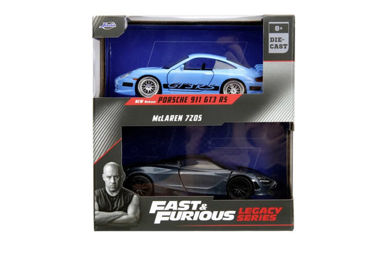 JADA FAST AND FURIOUS LEGACY SET 2 MASINUTE METALICE PORSCHE 911 GT3 RS SI MCLAREN 720S SCARA 1:32, JADATOYS - FAST AND FURIOUS