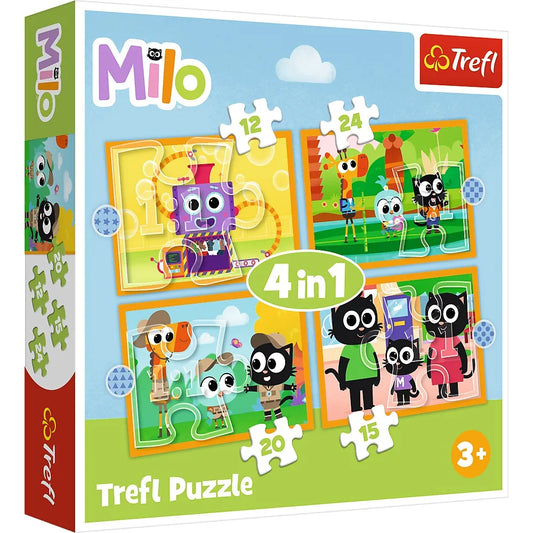 PUZZLE TREFL 4IN1 PLANETA MILO INTALNIRE CU MILO SI PRIETENII, TREFL 4IN1