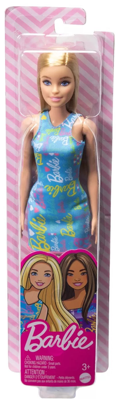 PAPUSA BARBIE BLONDA CU ROCHITA ALBASTRA, BARBIE - FASHIONISTAS