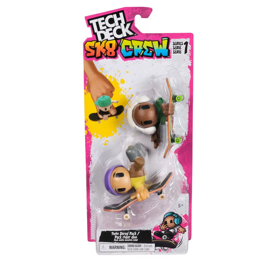 TECH DECH SK8 CREW PACHET 2 SETURI PLACA SI FIGURINA 9.6CM CASCA MOV SI CASTI ALBE, TECH DECK