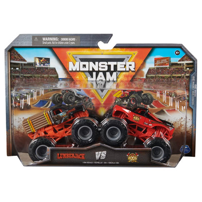 MONSTER JAM SET 2 MASINUTE METALICE LUMBERJACK SI AXE SCARA 1:64, MONSTER JAM