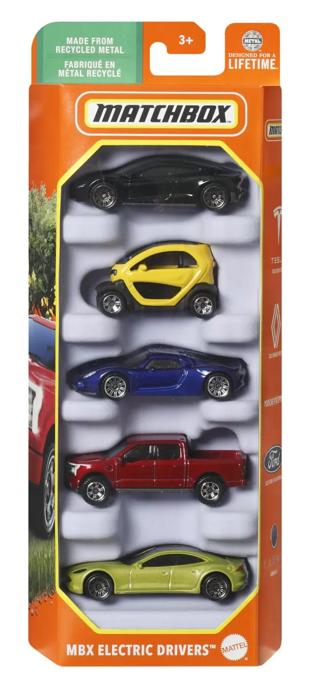 MATCHBOX SET 5 MASINUTE METALICE MBX ELECTRIC DRIVERS SCARA 1:64, MATCHBOX