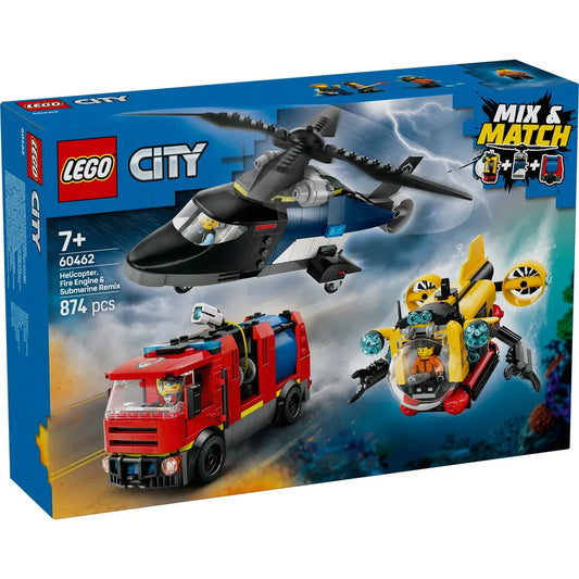 LEGO CITY ELICOPTER, CAMION DE POMPIERI SI SUBMARIN REMIXATE 60462, LEGO CITY