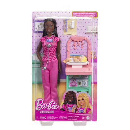 BARBIE SET DE JOACA PAPUSA BARBIE BRUNETA FACE CARIERA PEDIATRU, BARBIE - I CAN BE