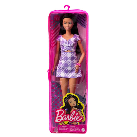 PAPUSA BARBIE FASHIONISTA BRUNETA CU ROCHIE MOV, BARBIE - FASHIONISTAS