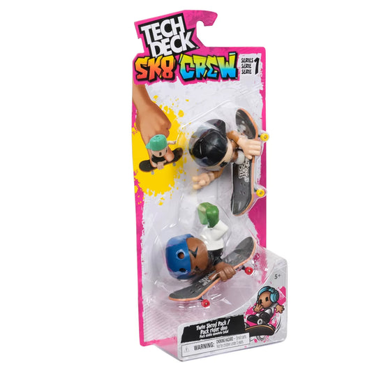 TECH DECH SK8 CREW PACHET 2 SETURI PLACA SI FIGURINA 9.6CM SAPCA NEAGRA SI CASCA ALBASTRA, TECH DECK