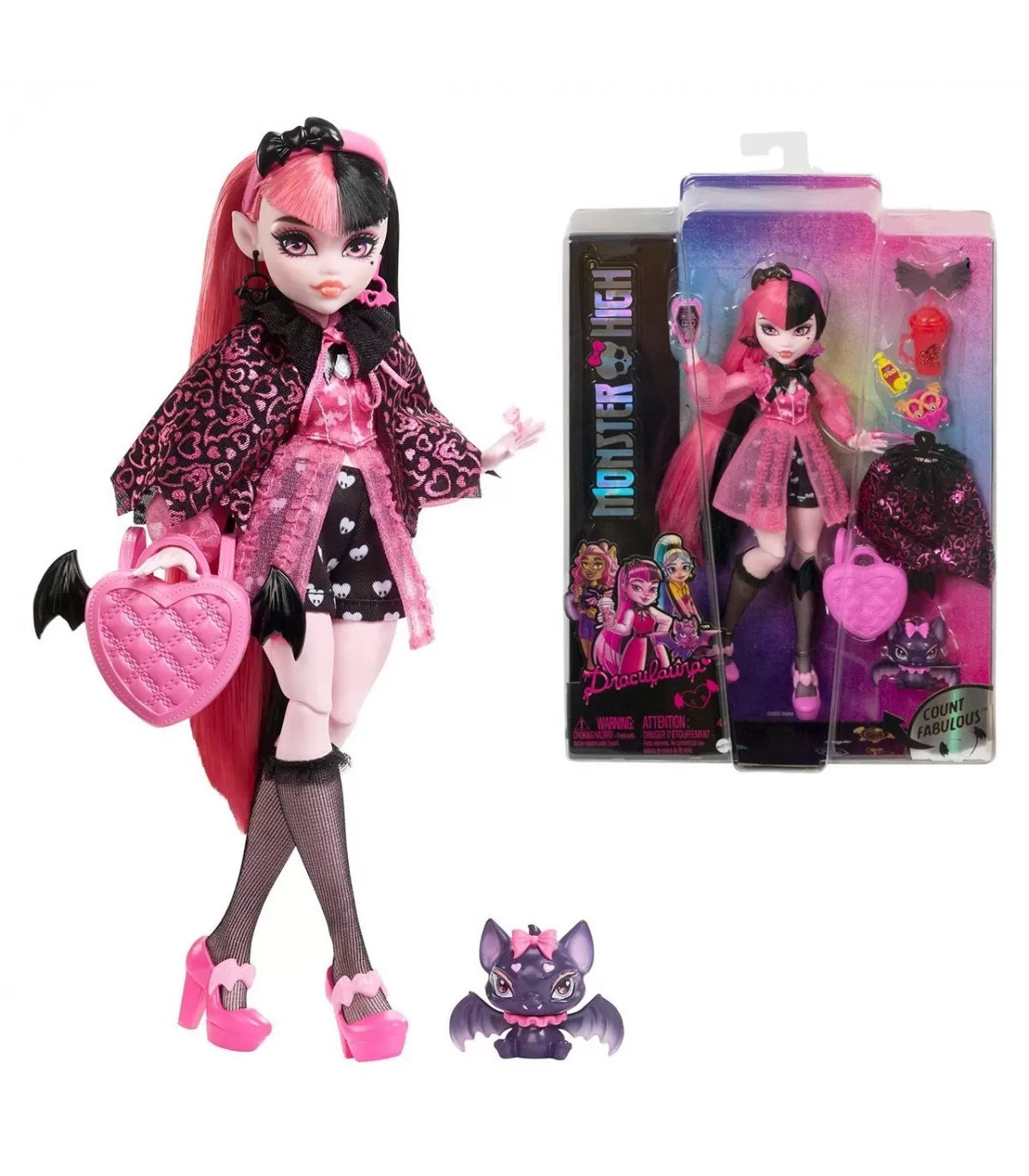 MONSTER HIGH PAPUSA DRACULAURA CU ANIMALUT SI ACCESORII, MONSTER HIGH