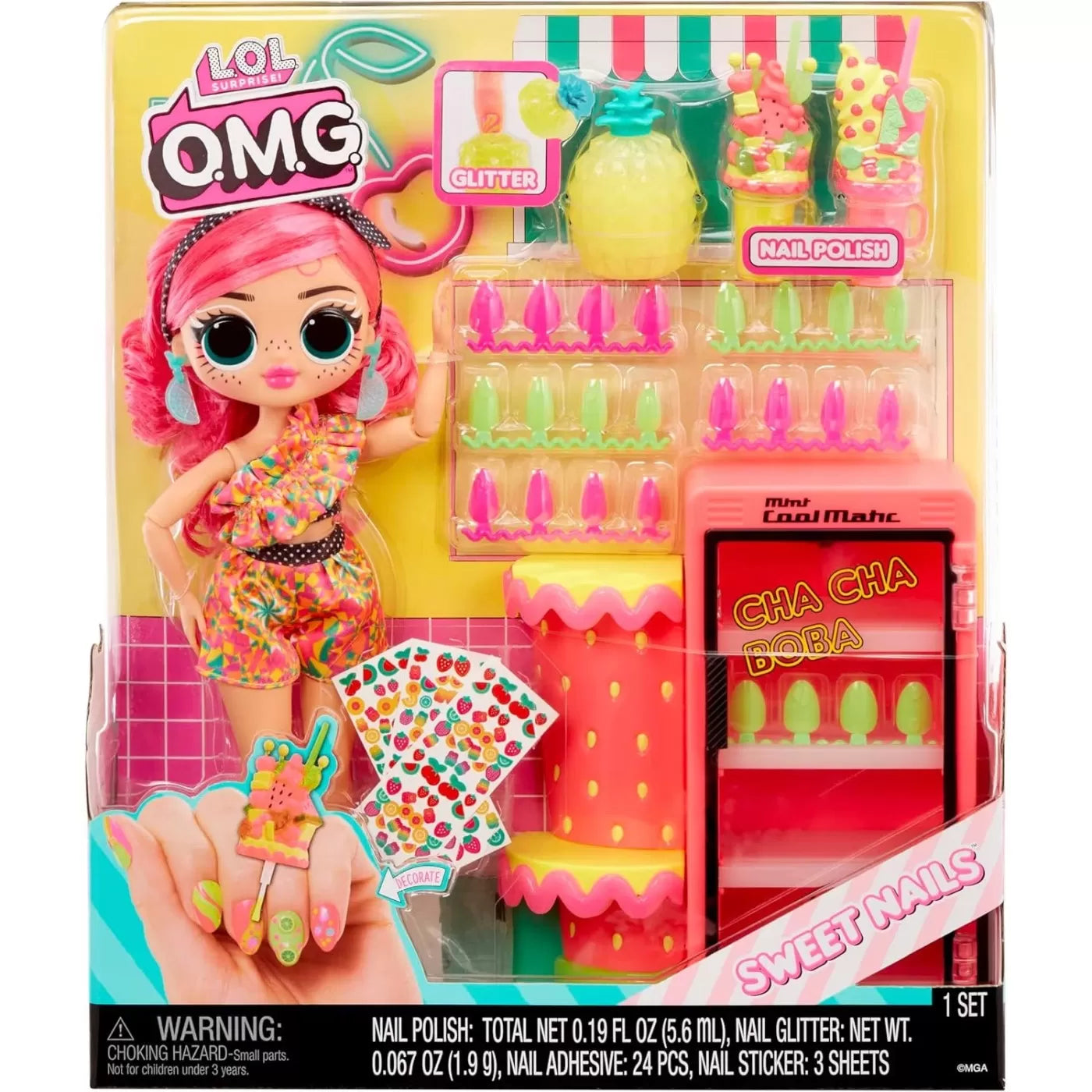 L.O.L. SURPRISE! OMG SWEET NAILS PINKY POPS FRUIT SHOP SET PAPUSA CU ACCESORII, LOL SURPRISE