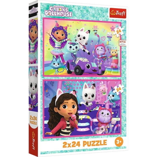 PUZZLE TREFL 2X24 GABBYS DOLLHOUSE AVENTURILE LUI GABBY, TREFL 2X24