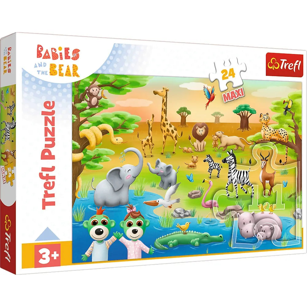 PUZZLE TREFL 24 MAXI BABIES AND THE BEAR SAFARI, TREFL 24M