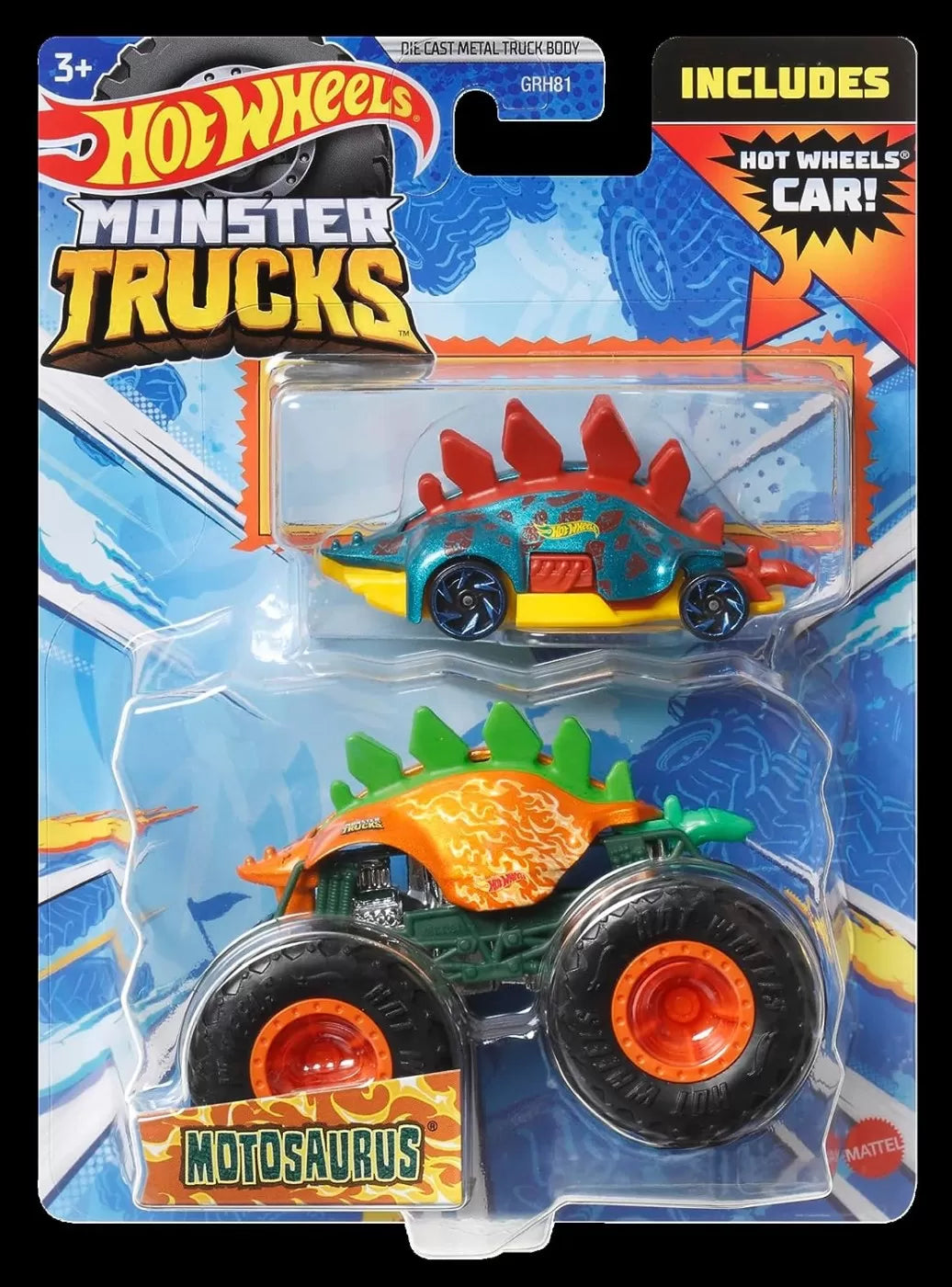HOT WHEELS MONSTER TRUCK SI MASINUTA METALICA MOTOSAURUS, HOT WHEELS - MONSTER TRUCK