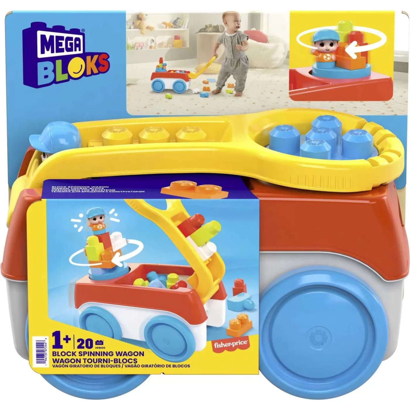 MEGA BLOKS SET DE CONSTRUCTIE 20 PIESE CARUCIORUL CARE SE INVARTE, MEGA BLOKS