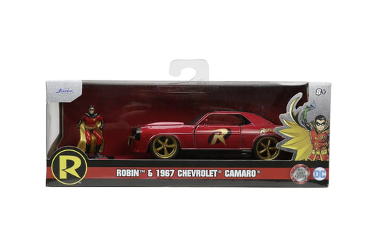 JADA BATMAN SET FIGURINA ROBIN SI MASINUTA METALICA CHEVROLET CAMARO 1967 SCARA 1:32, JADATOYS - BATMAN