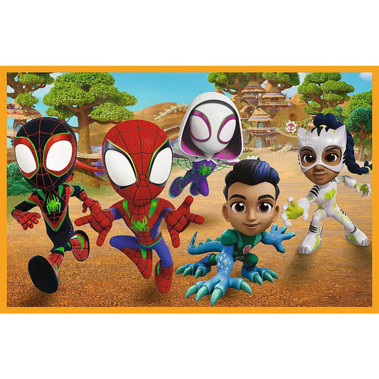 PUZZLE TREFL 2X24 SPIDEY AND HIS AMAZING FRIENDS DINO-WEBS SPIDEY SI DINOZAURII, TREFL 2X24