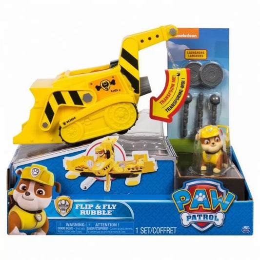 SET DE JOACA SPIN MASTER PAW PATROL VEHICUL FLIP AND FLY RUBBLE, PATRULA CATELUSILOR