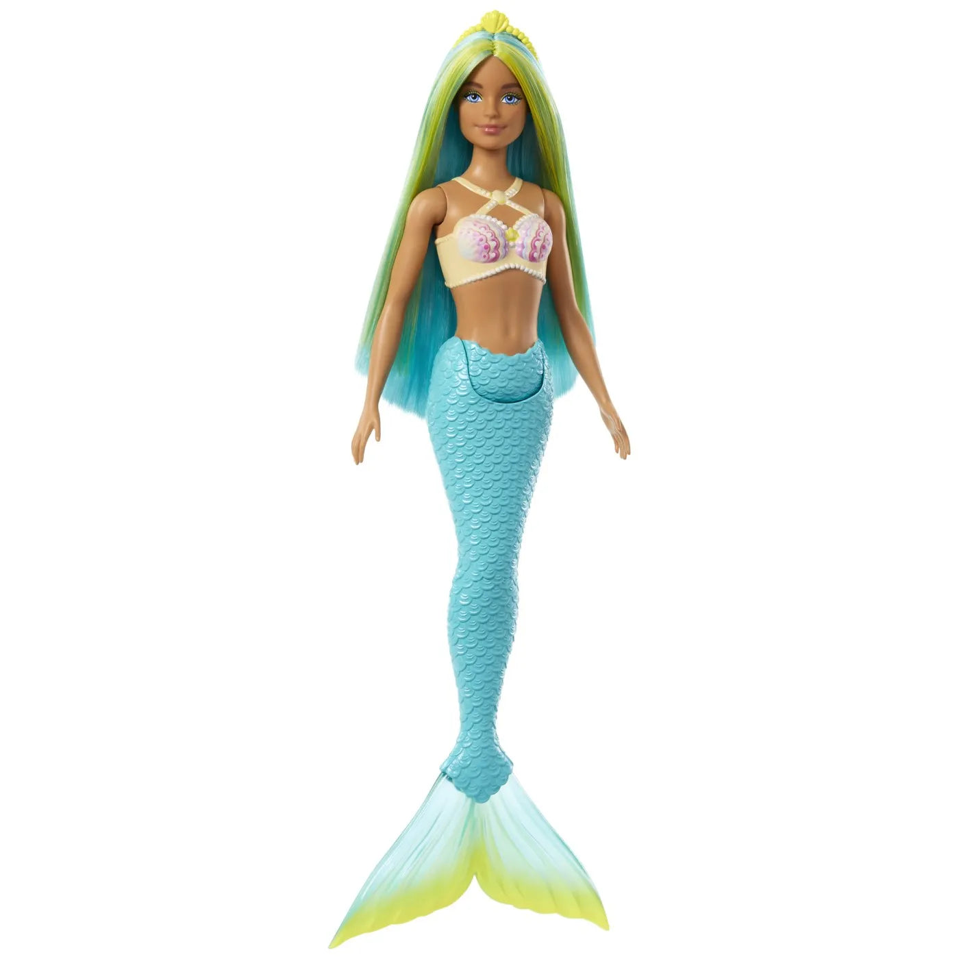 BARBIE DREAMTROPIA PAPUSA SIRENA CU CORSET GALBEN SI COADA ALBASTRA, BARBIE - DREAMTOPIA