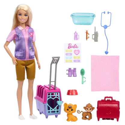BARBIE YOU CAN BE SET PAPUSA CU DOUA ANIMALUTE DIN JUNGLA, BARBIE - I CAN BE