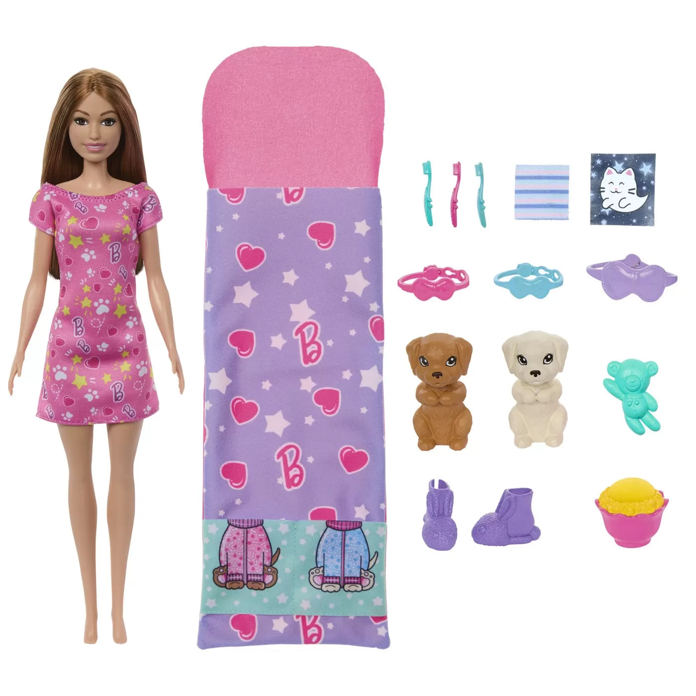 BARBIE PAPUSA BARBIE FAMILY SET PETRECERE CU 2 CATELUSI COLOR CHANGE, BARBIE - FAMILY